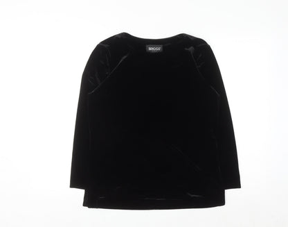 Briggs Women’s Black Petite Velvet Long Sleeve Blouse Size S