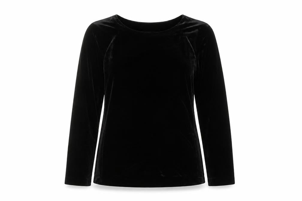 Briggs Women’s Black Petite Velvet Long Sleeve Blouse Size S