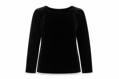 Briggs Women’s Black Petite Velvet Long Sleeve Blouse Size S