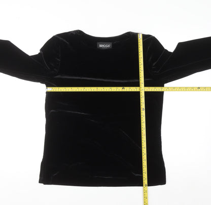 Briggs Women’s Black Petite Velvet Long Sleeve Blouse Size S