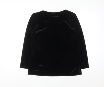Briggs Women’s Black Petite Velvet Long Sleeve Blouse Size S