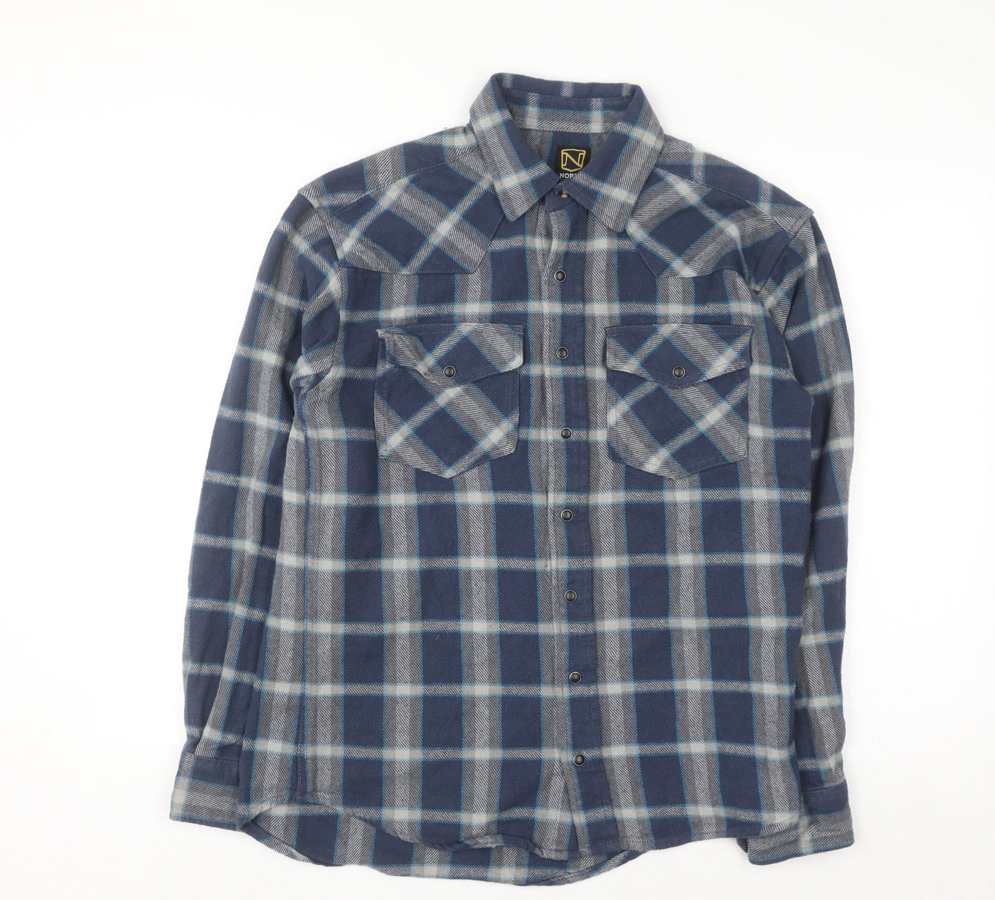 Noble Outfitters Men's Blue Check Flannel Cotton Long Sleeve Shirt M