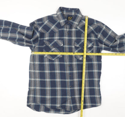 Noble Outfitters Men's Blue Check Flannel Cotton Long Sleeve Shirt M