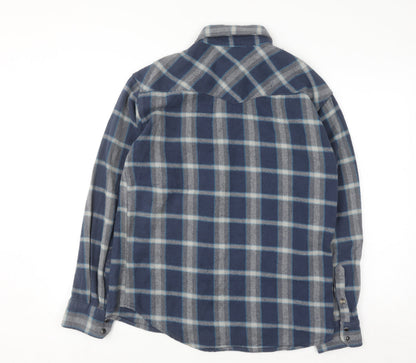 Noble Outfitters Men's Blue Check Flannel Cotton Long Sleeve Shirt M