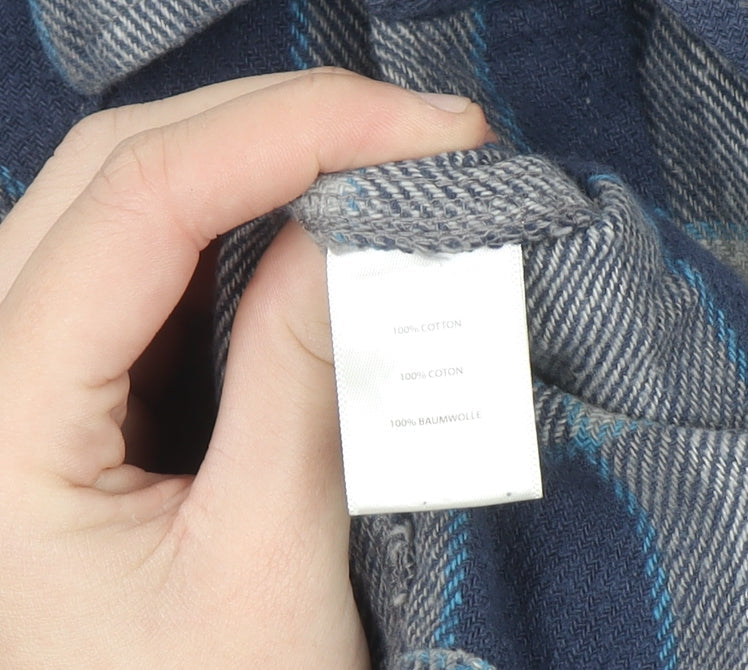 Noble Outfitters Men's Blue Check Flannel Cotton Long Sleeve Shirt M
