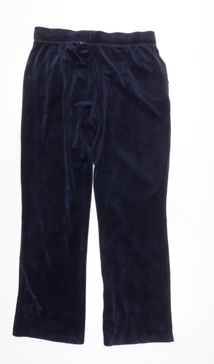 Gloria Vanderbilt Women's Blue Velour Straight Leg Sweatpants M