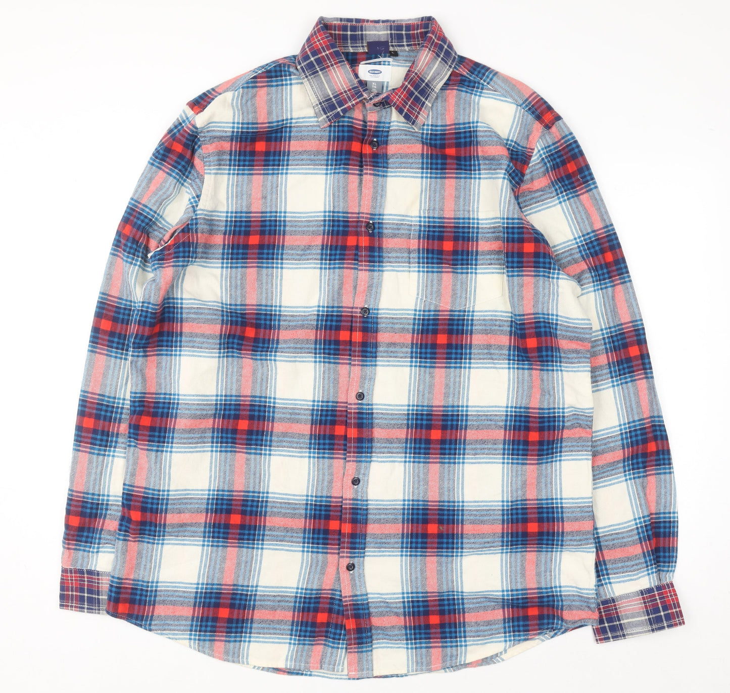 Old Navy Women Multicoloured Plaid Flannel Button-Up Shirt XL Tall