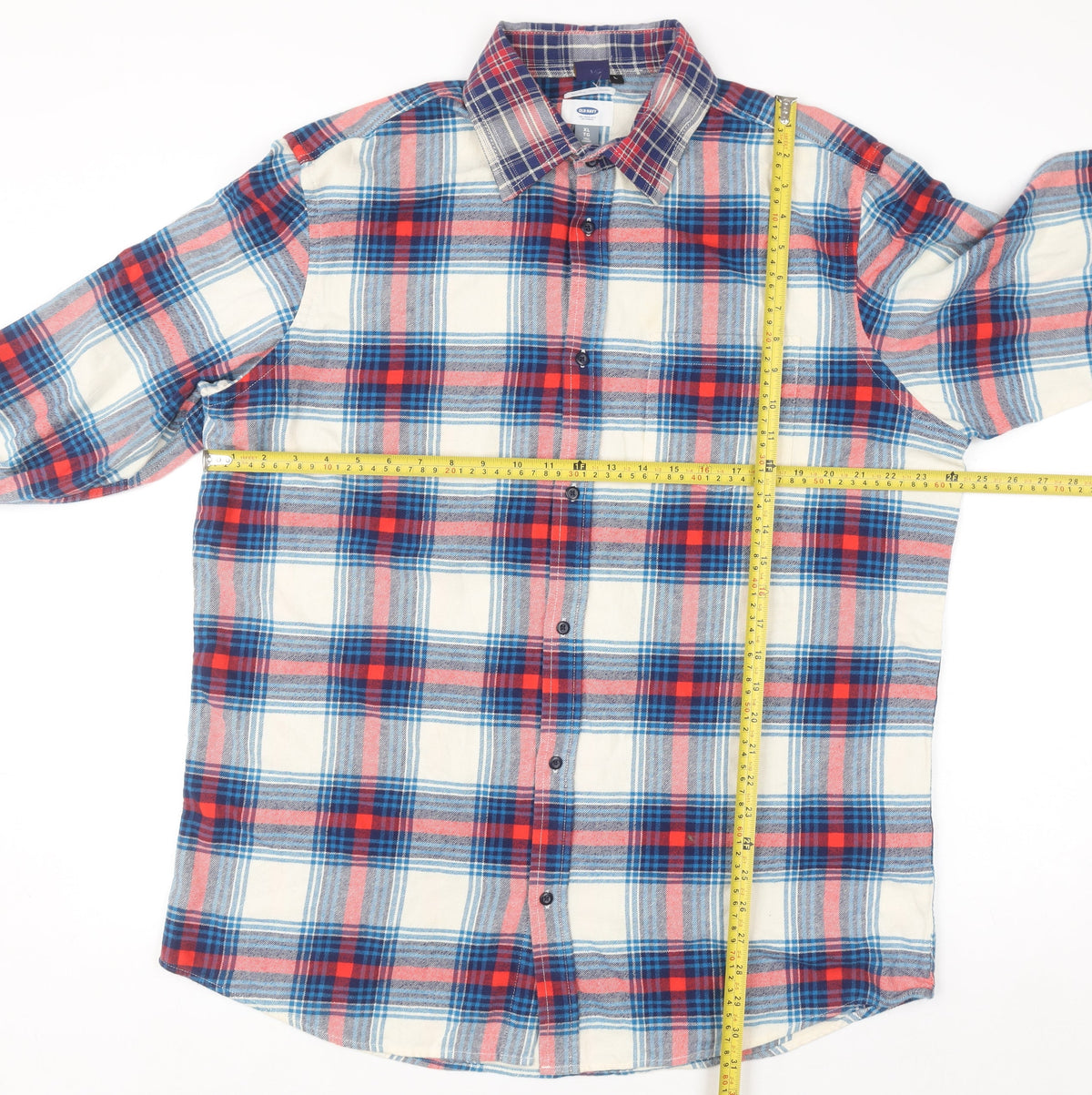 Old Navy Women Multicoloured Plaid Flannel Button-Up Shirt XL Tall