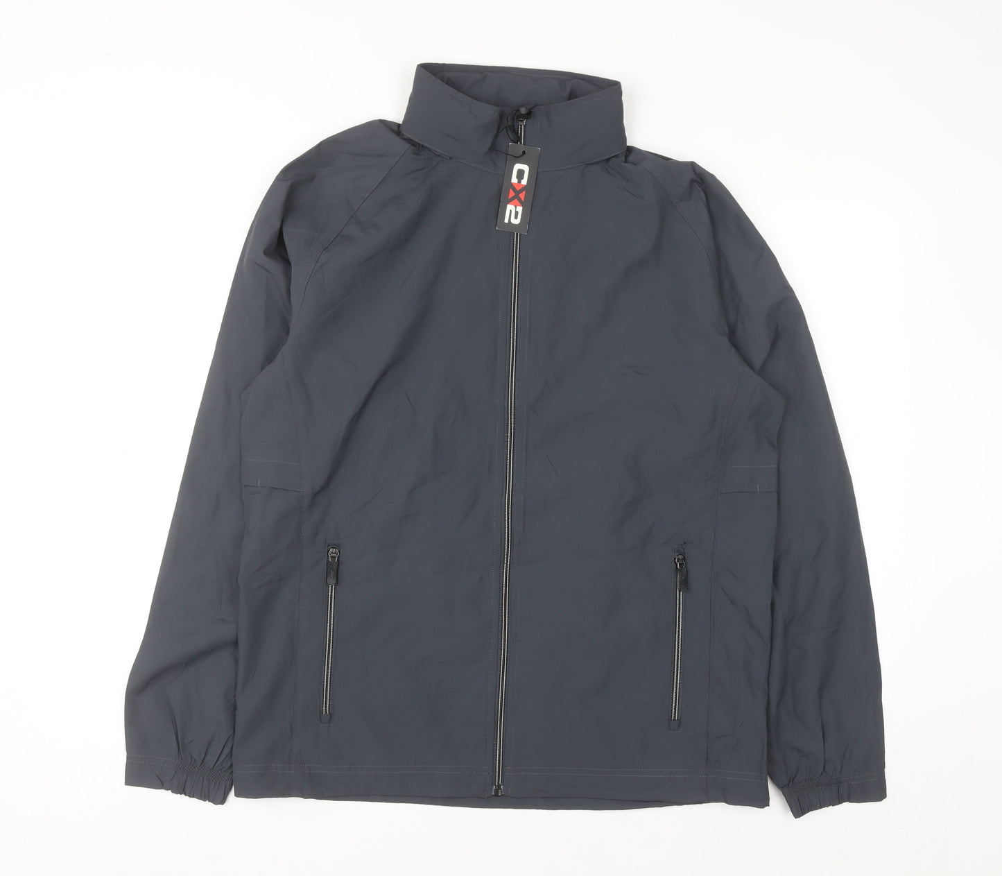 CX2 Men's Grey Windbreaker Jacket Medium Full Zip Lightweight