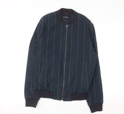 Bonobos Men's Blue Striped Bomber Jacket Size S Cotton Twill Zip Casual