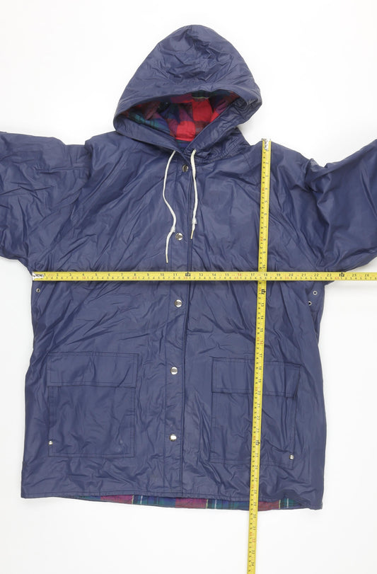 Sailmaker Men’s Blue L Hooded Waterproof Rain Coat Jacket PVC Lined