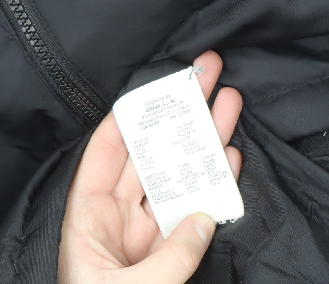 Geox Men’s Black 38 Regular Puffer Jacket Down Filled Zip Winter Coat