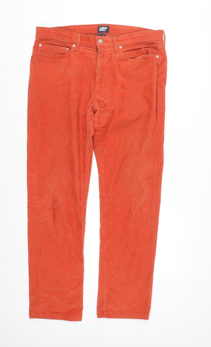 Lands' End Men's Orange Corduroy Straight Fit Trousers 36W