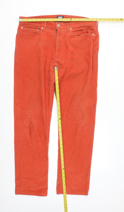 Lands' End Men's Orange Corduroy Straight Fit Trousers 36W