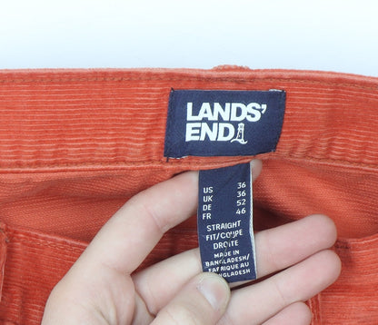Lands' End Men's Orange Corduroy Straight Fit Trousers 36W