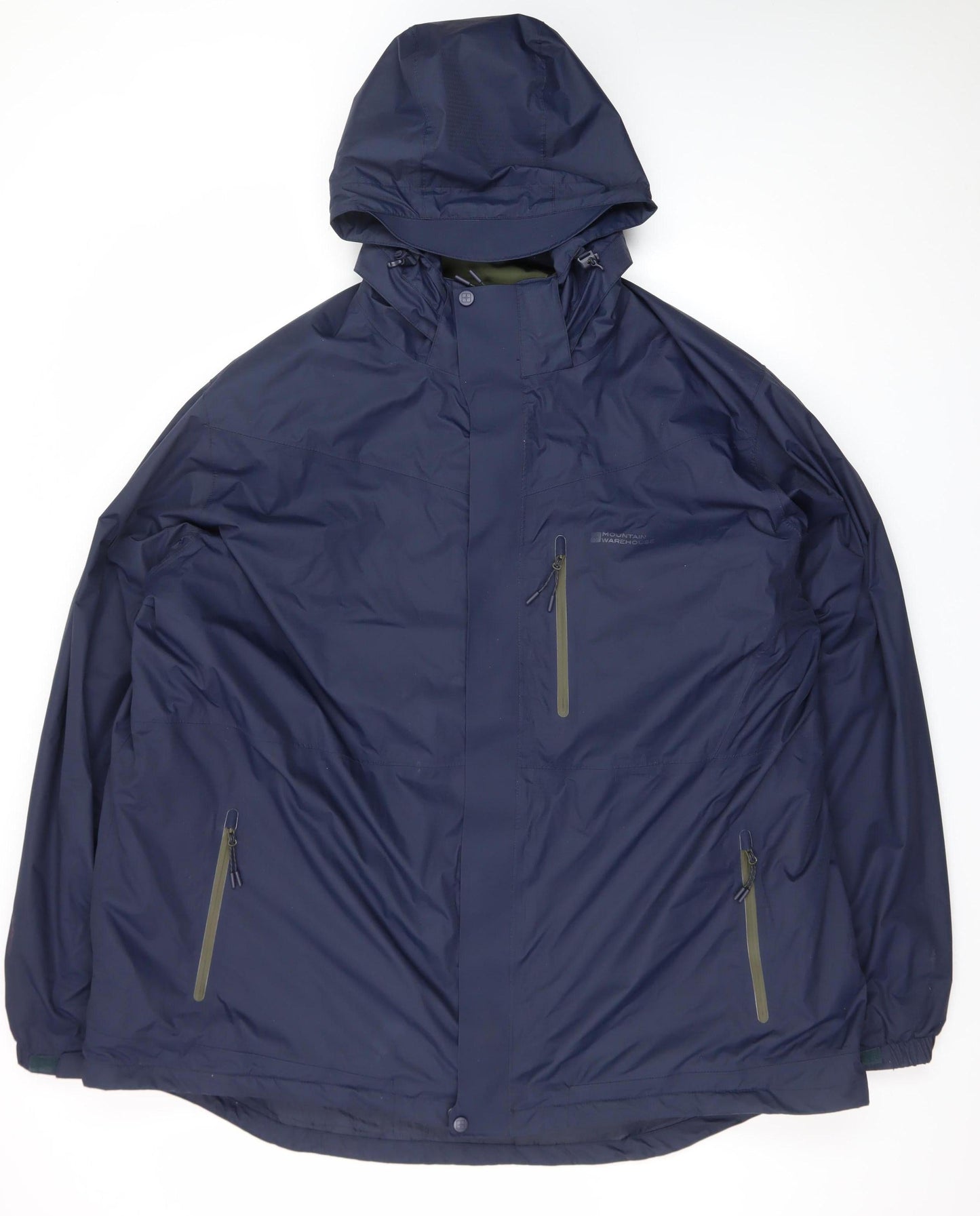 Mountain Warehouse Men’s Blue 4XL Hooded Waterproof Rain Jacket