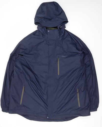 Mountain Warehouse Men’s Blue 4XL Hooded Waterproof Rain Jacket