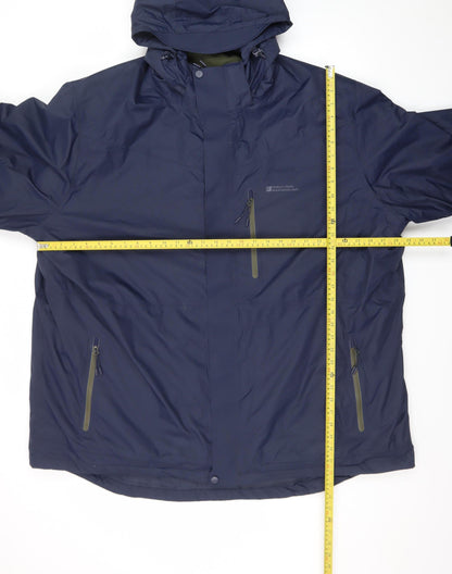Mountain Warehouse Men’s Blue 4XL Hooded Waterproof Rain Jacket