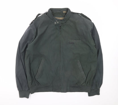 Members Only Men's Green L Bomber Jacket Microfibre Zip-Up