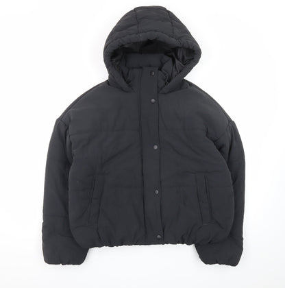 Marks and Spencer Women Black Size 14 Hooded Puffer Jacket