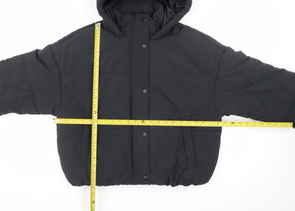Marks and Spencer Women Black Size 14 Hooded Puffer Jacket