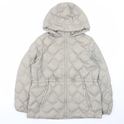 Marks and Spencer Women Beige Size 14 Hooded Puffer Jacket