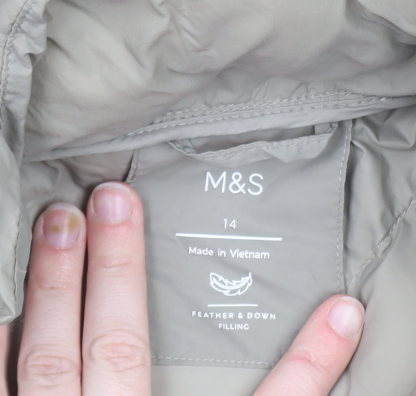Marks and Spencer Women Beige Size 14 Hooded Puffer Jacket