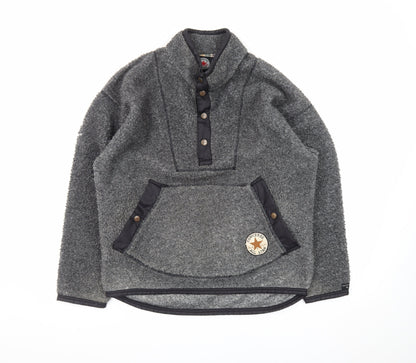 Converse Men's Grey Fleece Henley Sweatshirt Size S Pullover