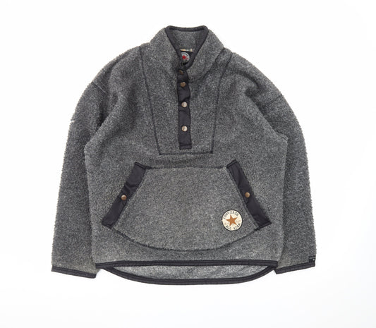Converse Men's Grey Fleece Henley Sweatshirt Size S Pullover