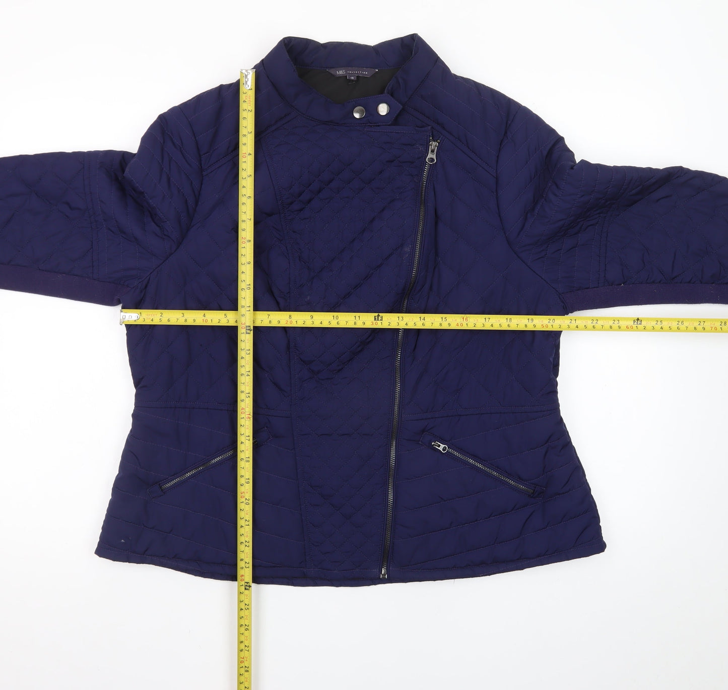 Marks and Spencer Women’s Blue Quilted Short Zip Jacket Size 18