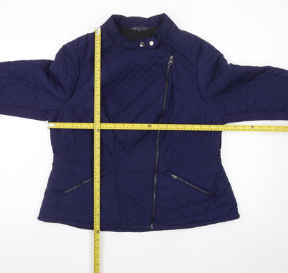 Marks and Spencer Women’s Blue Quilted Short Zip Jacket Size 18