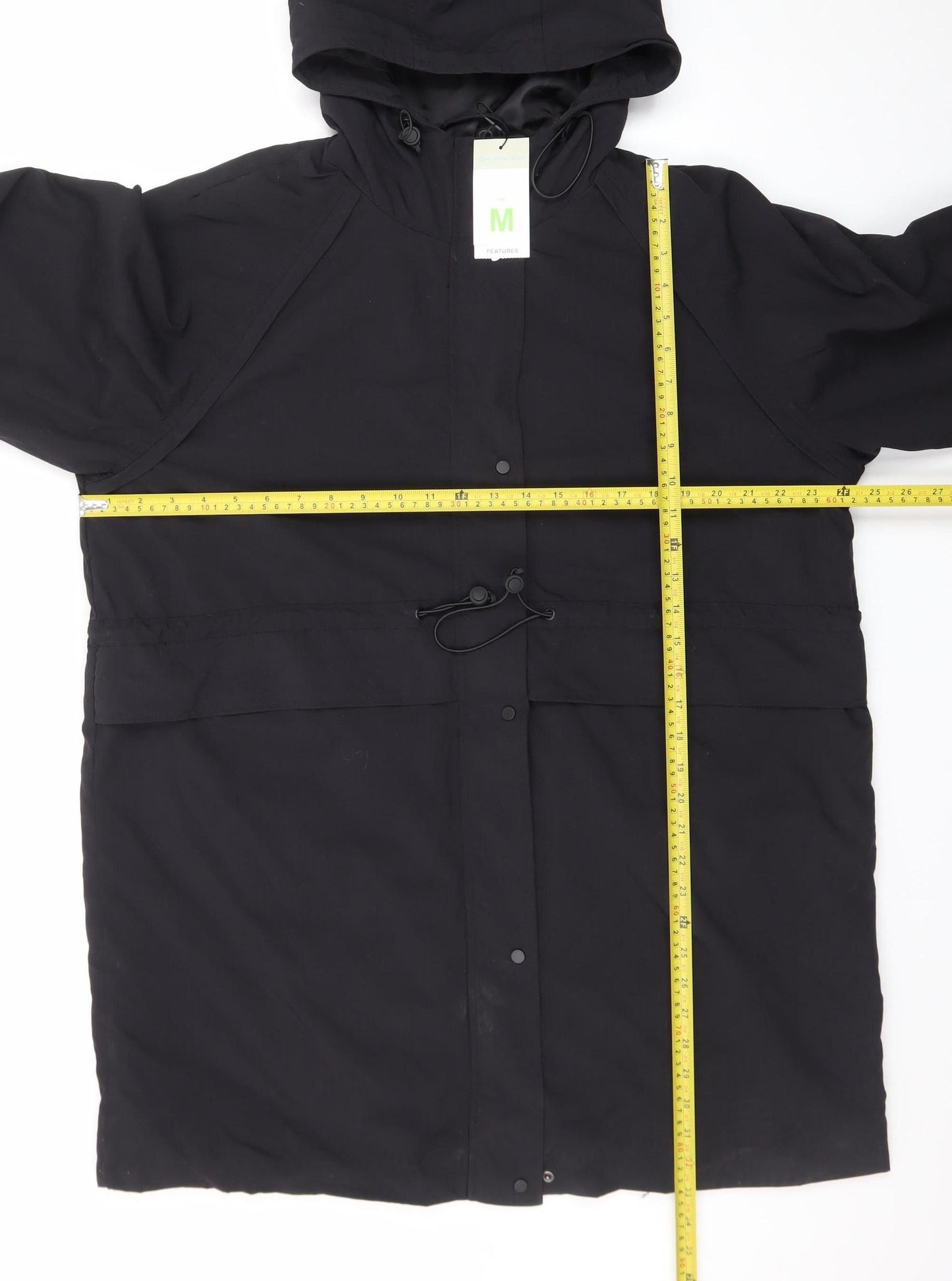 Primark Men’s Black Hooded Parka Coat M Long Polyester Winter Casual