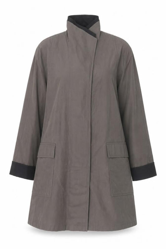 Front view of Gallery Women's Brown Long Overcoat Coat M Lined Polyester