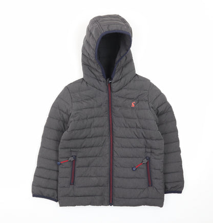 Joules Boys Grey Puffer Jacket Hooded Showerproof Lightweight 6 Years