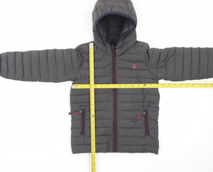 Joules Boys Grey Puffer Jacket Hooded Showerproof Lightweight 6 Years