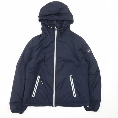 Michael Kors Women's Blue Hooded Puffer Jacket Size M