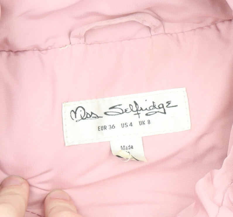 Miss Selfridge Women's Pink Puffer Jacket UK 8 Lightweight