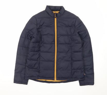 White Stuff Women's Blue Puffer Jacket Size 10 Polyester Zip Mid-Length