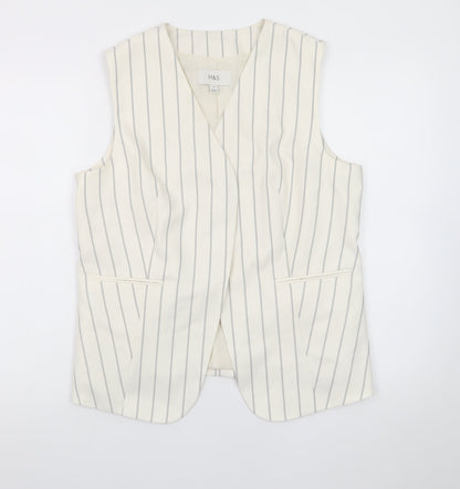 Marks and Spencer Women Ivory Striped Sleeveless Tunic Blouse Size 14