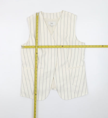 Marks and Spencer Women Ivory Striped Sleeveless Tunic Blouse Size 14