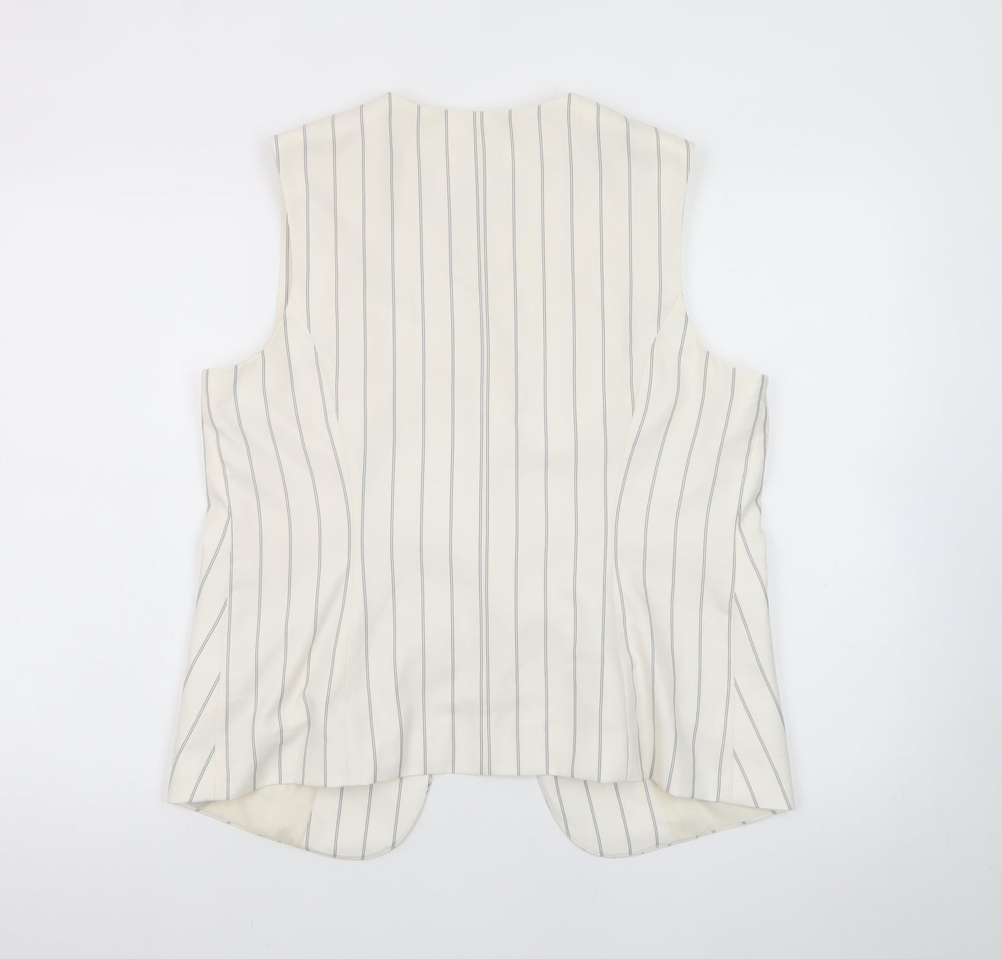 Marks and Spencer Women Ivory Striped Sleeveless Tunic Blouse Size 14
