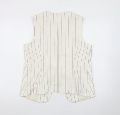 Marks and Spencer Women Ivory Striped Sleeveless Tunic Blouse Size 14