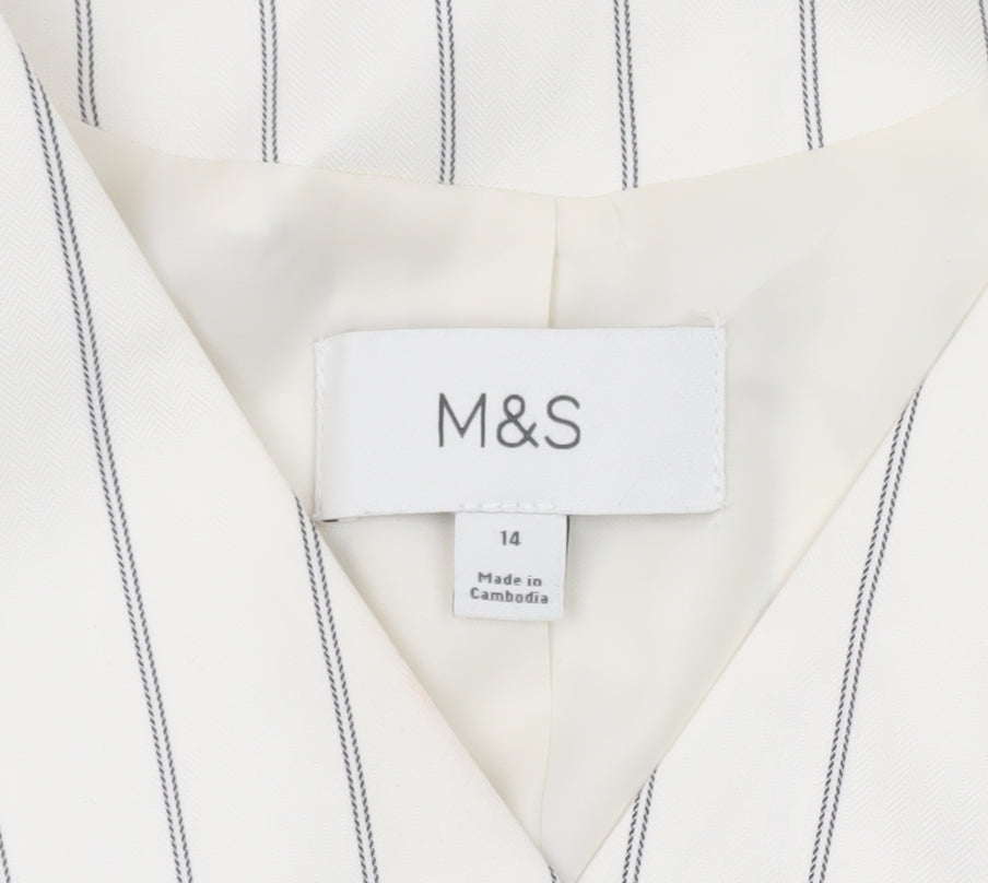 Marks and Spencer Women Ivory Striped Sleeveless Tunic Blouse Size 14