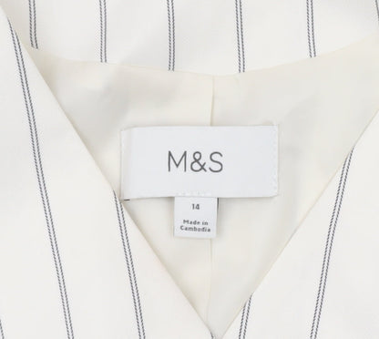 Marks and Spencer Women Ivory Striped Sleeveless Tunic Blouse Size 14