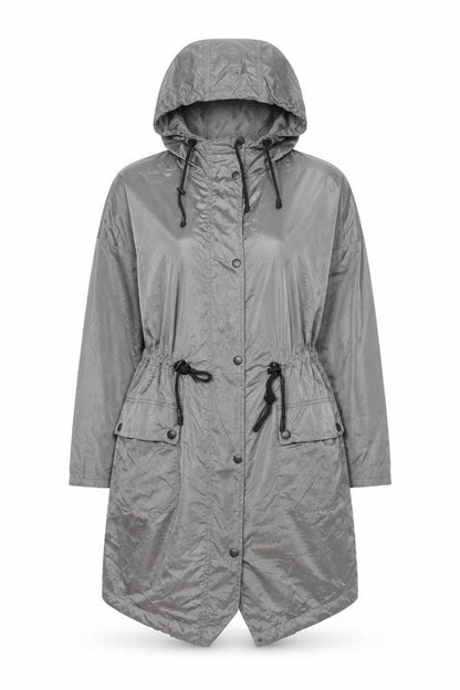 New Look Women Grey Size 8 Parka Hooded Long Lightweight Coat