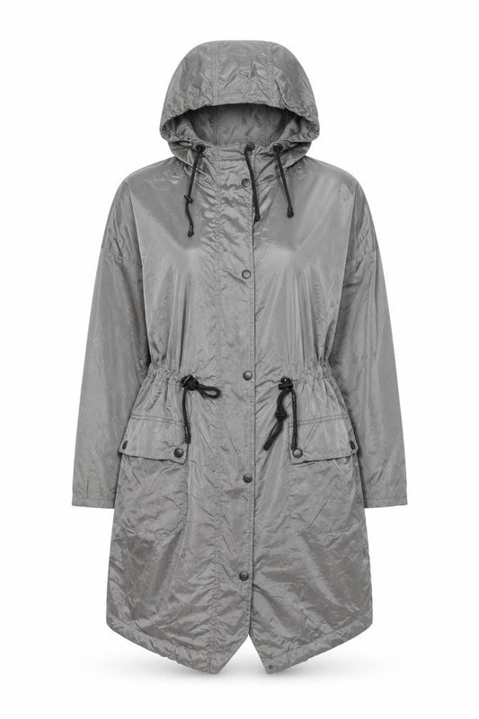 New Look Women Grey Size 8 Parka Hooded Long Lightweight Coat
