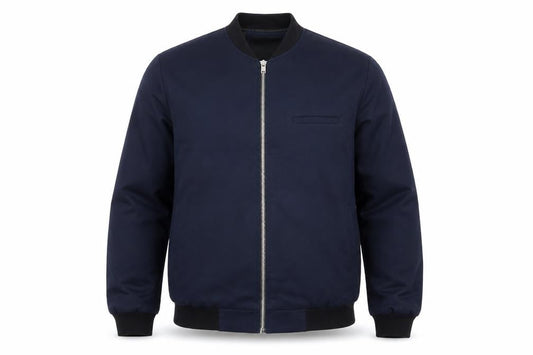 Villain Men's Blue Bomber Jacket M Regular Fit Full Zip Twill