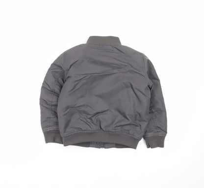 Next Boys Grey Bomber Jacket 4 Years Nylon Lined Zip Pockets Classic Style
