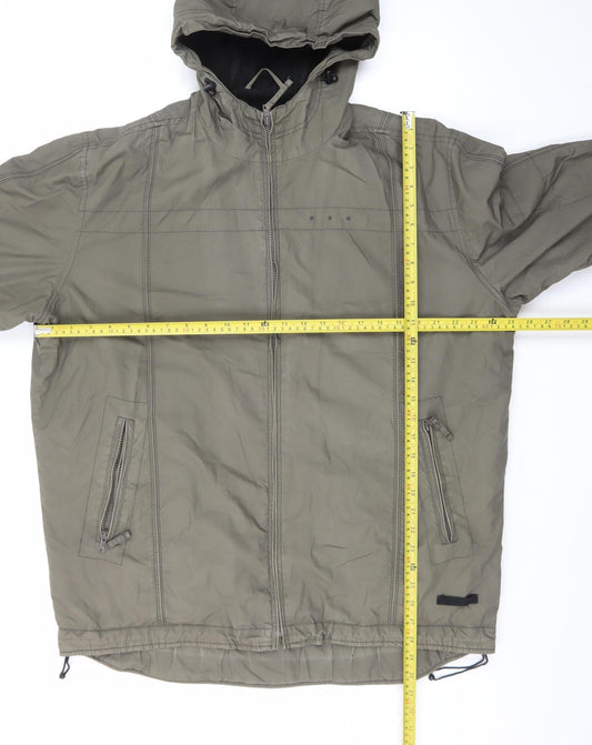 Next Mens Green Hooded Cotton Parka Jacket L Warm Lined Casual Coat