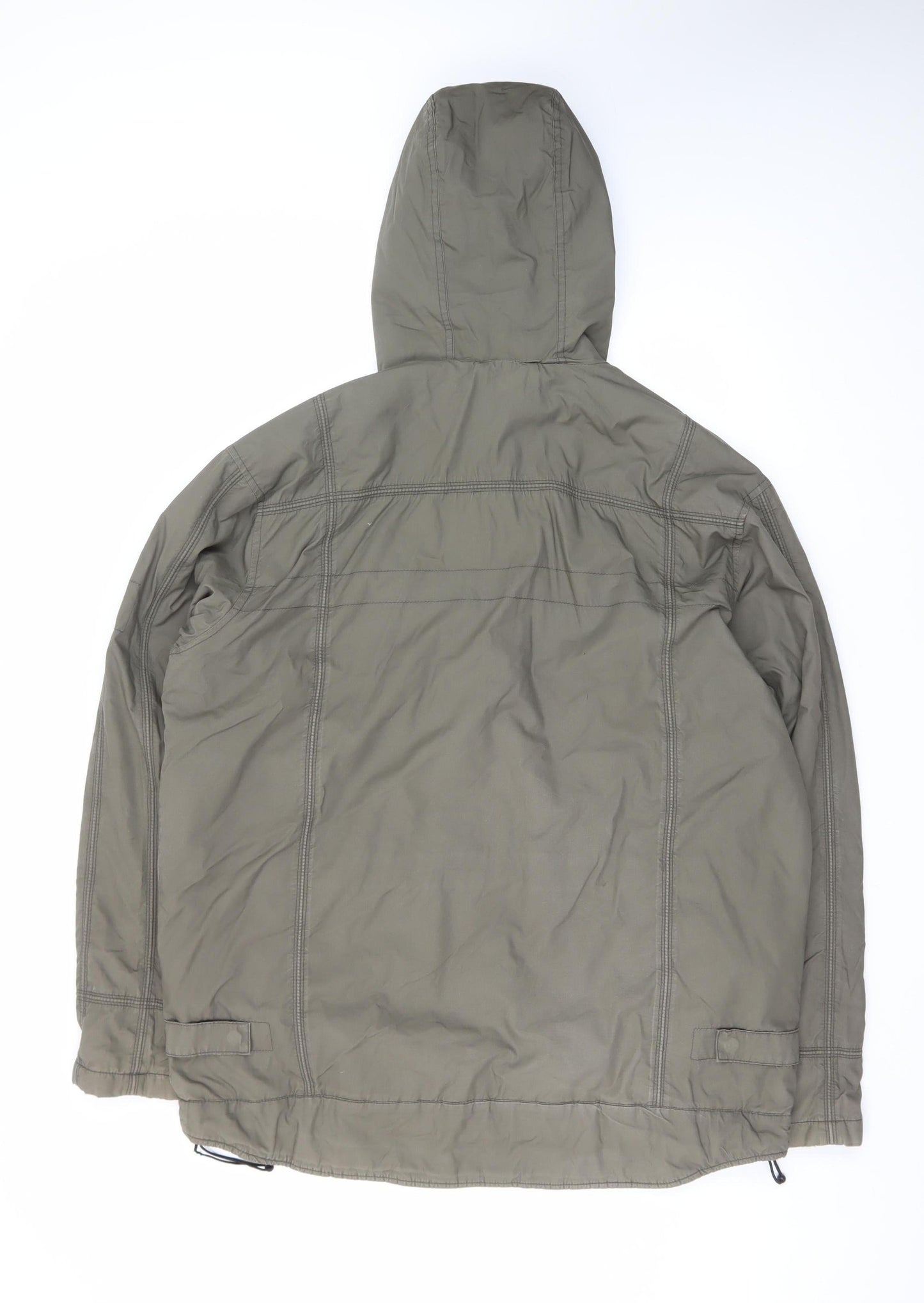 Next Mens Green Hooded Cotton Parka Jacket L Warm Lined Casual Coat